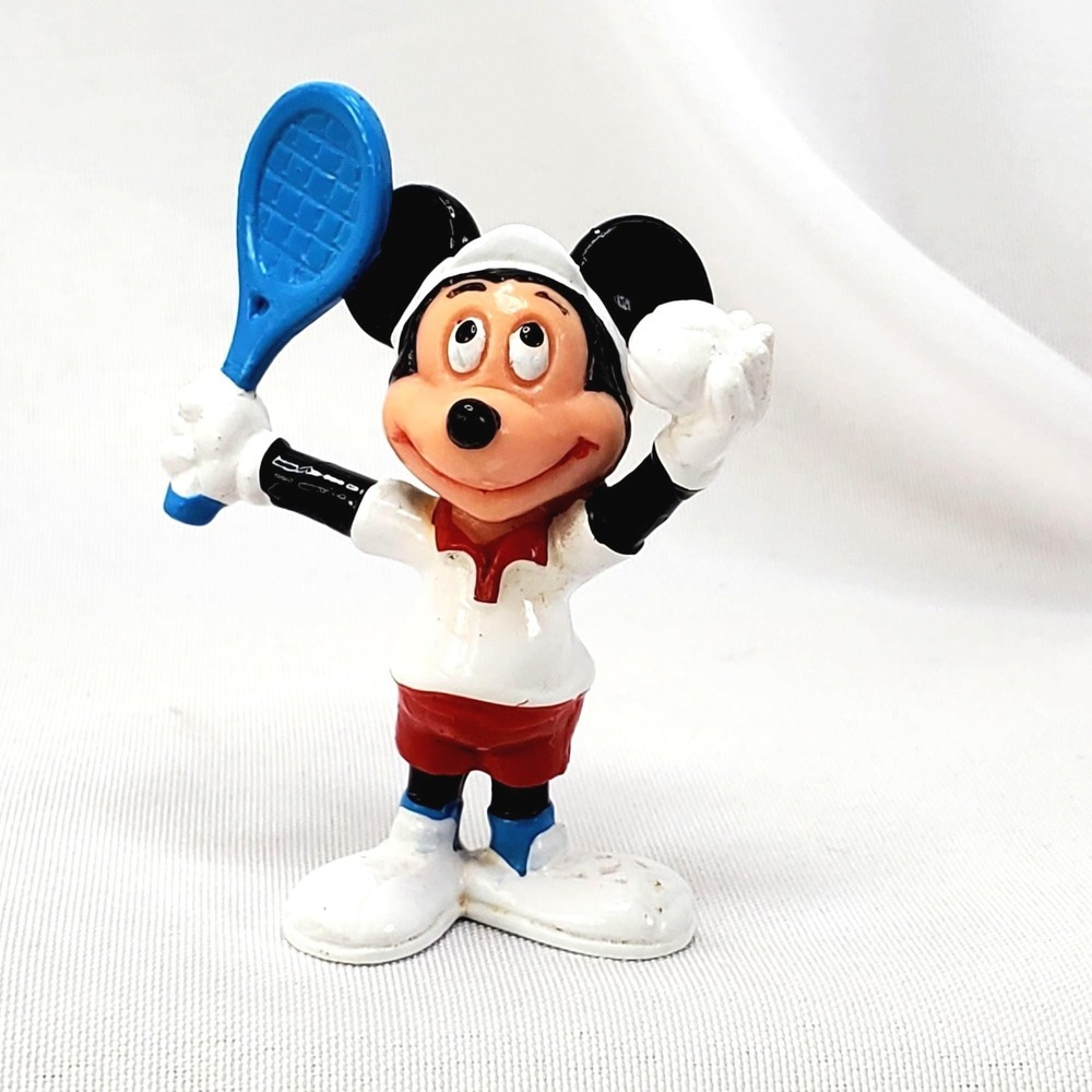 Vintage Walt Disney Mickey Mouse Tennis Player 2.25" PVC Figure Hong Kong